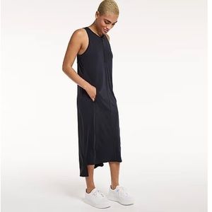 FLX Urban Commuter M Black Trapeze Swing V Neck Sleeveless Maxi Zip Dress